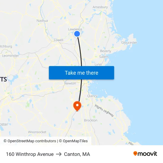 160 Winthrop Avenue to Canton, MA map