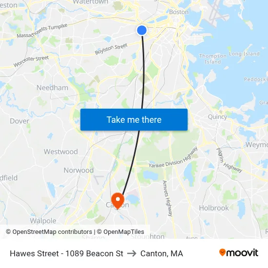Hawes Street - 1089 Beacon St to Canton, MA map