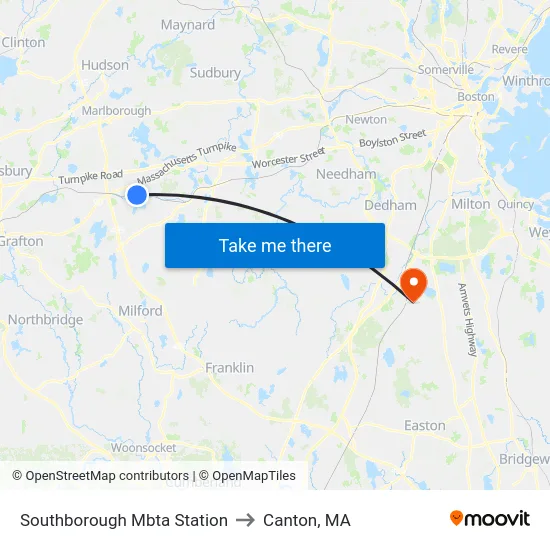 Southborough Mbta Station to Canton, MA map