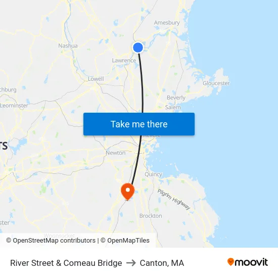River Street & Comeau Bridge to Canton, MA map