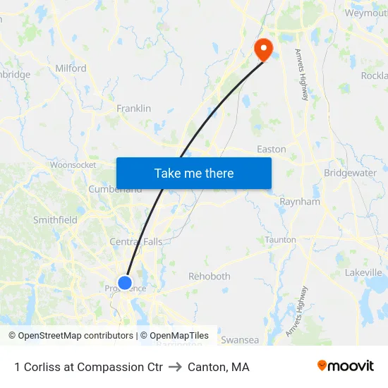 1 Corliss at Compassion Ctr to Canton, MA map