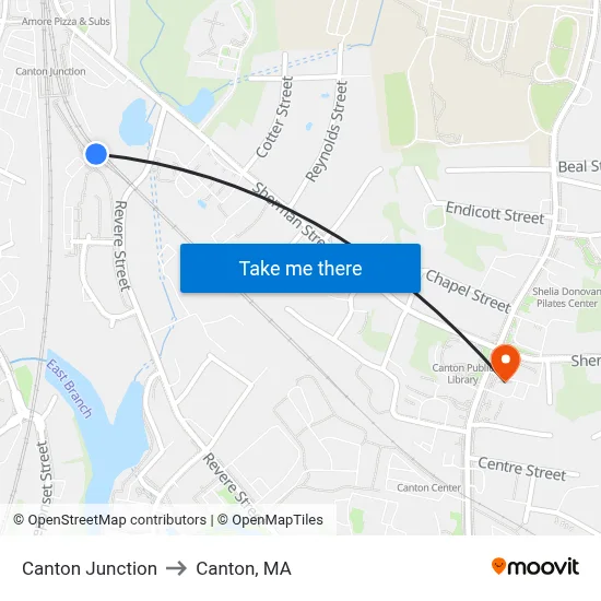 Canton Junction to Canton, MA map
