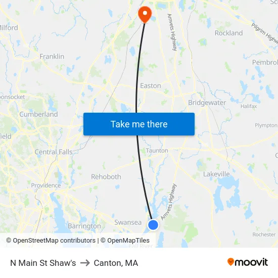 N Main St Shaw's to Canton, MA map