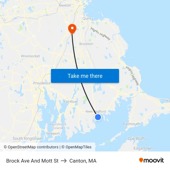 Brock Ave And Mott St to Canton, MA map