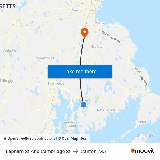 Lapham St And Cambridge St to Canton, MA map
