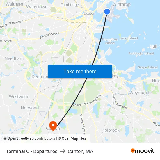 Terminal C - Departures to Canton, MA map