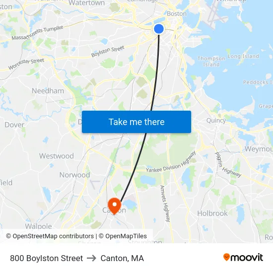 800 Boylston Street to Canton, MA map