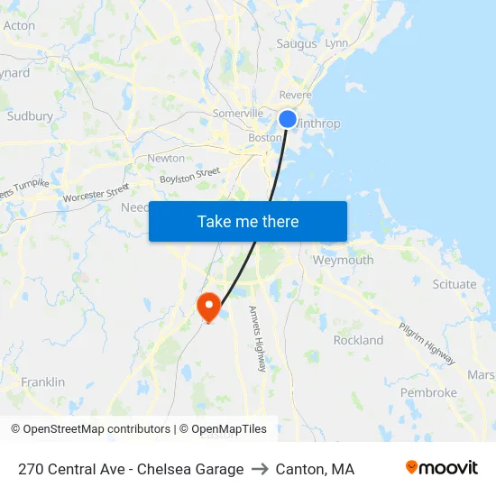 270 Central Ave - Chelsea Garage to Canton, MA map