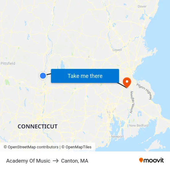 Academy Of Music to Canton, MA map