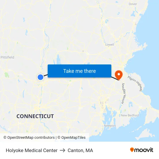 Holyoke Medical Center to Canton, MA map
