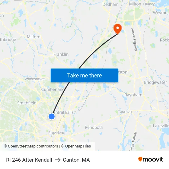 Ri-246 After Kendall to Canton, MA map
