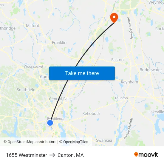 1655 Westminster to Canton, MA map