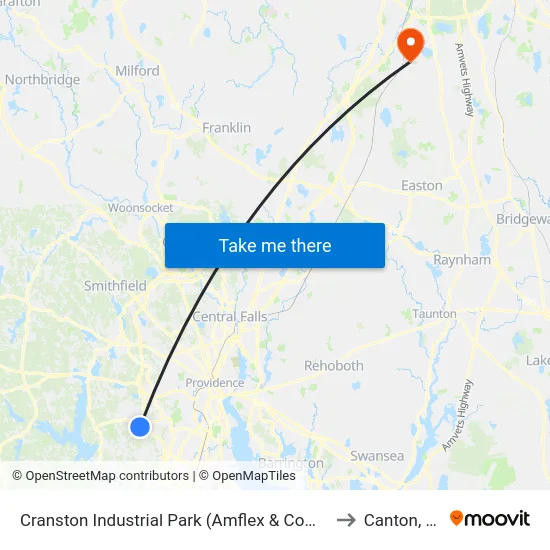 Cranston Industrial Park (Amflex & Comstock) to Canton, MA map