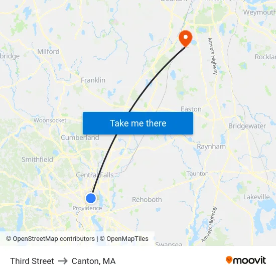 Third Street to Canton, MA map