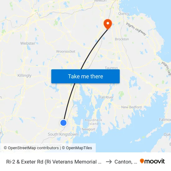 Ri-2 & Exeter Rd (Ri Veterans Memorial Cemetery) to Canton, MA map