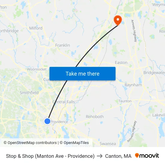 Stop & Shop (Manton Ave - Providence) to Canton, MA map