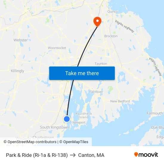 Park & Ride (Ri-1a & Ri-138) to Canton, MA map
