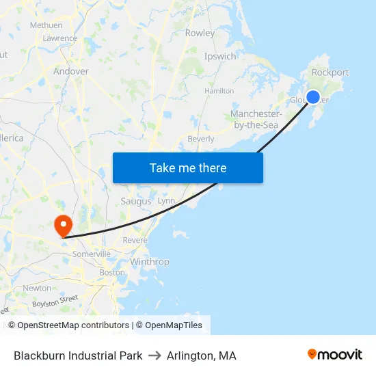 Blackburn Industrial Park to Arlington, MA map