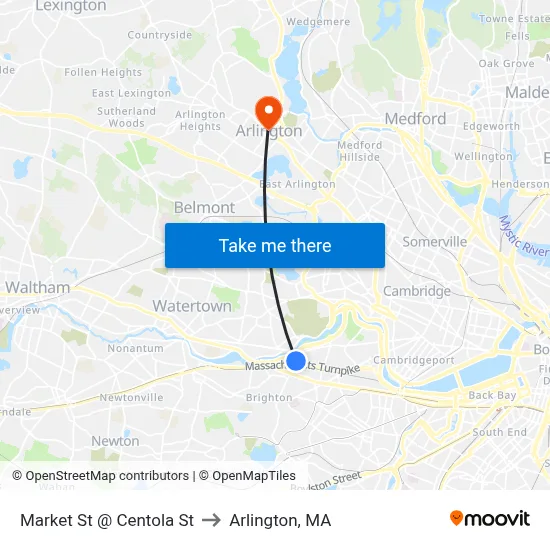 Market St @ Centola St to Arlington, MA map