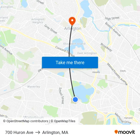 700 Huron Ave to Arlington, MA map