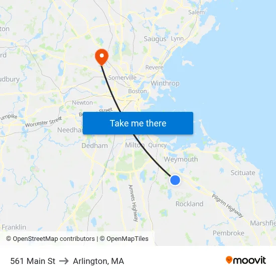 561 Main St to Arlington, MA map