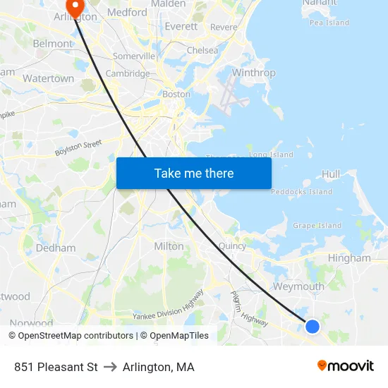 851 Pleasant St to Arlington, MA map