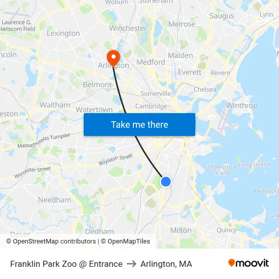 Franklin Park Zoo @ Entrance to Arlington, MA map