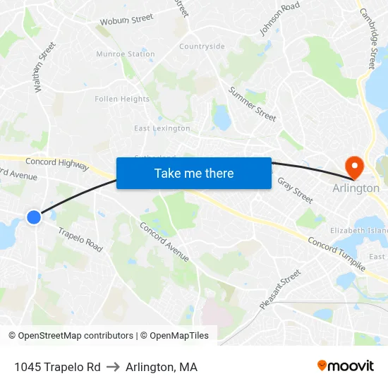 1045 Trapelo Rd to Arlington, MA map