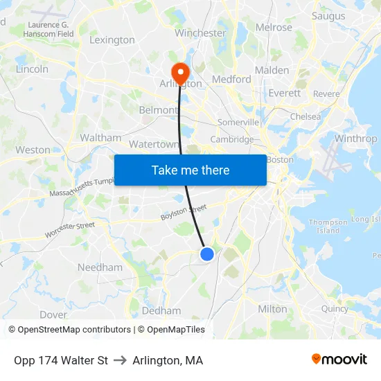 Opp 174 Walter St to Arlington, MA map