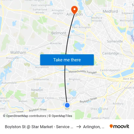 Boylston St @ Star Market - Service Rd to Arlington, MA map