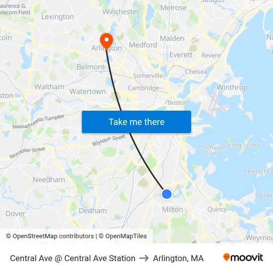 Central Ave @ Central Ave Station to Arlington, MA map