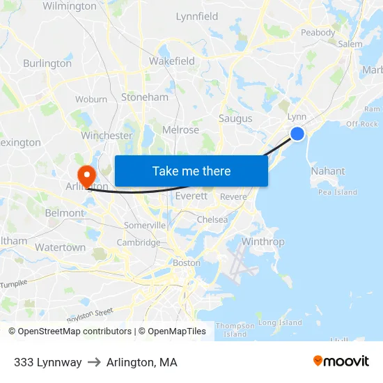 333 Lynnway to Arlington, MA map