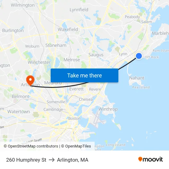 260 Humphrey St to Arlington, MA map