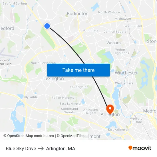 Blue Sky Drive to Arlington, MA map