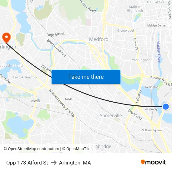 Opp 173 Alford St to Arlington, MA map