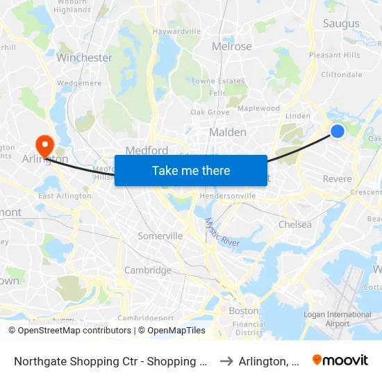 Northgate Shopping Ctr - Shopping Mall to Arlington, MA map