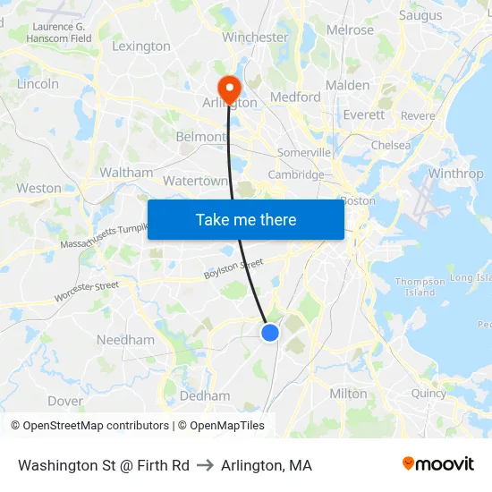 Washington St @ Firth Rd to Arlington, MA map