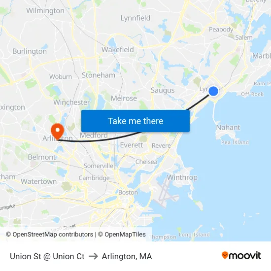 Union St @ Union Ct to Arlington, MA map