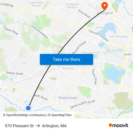 570 Pleasant St to Arlington, MA map