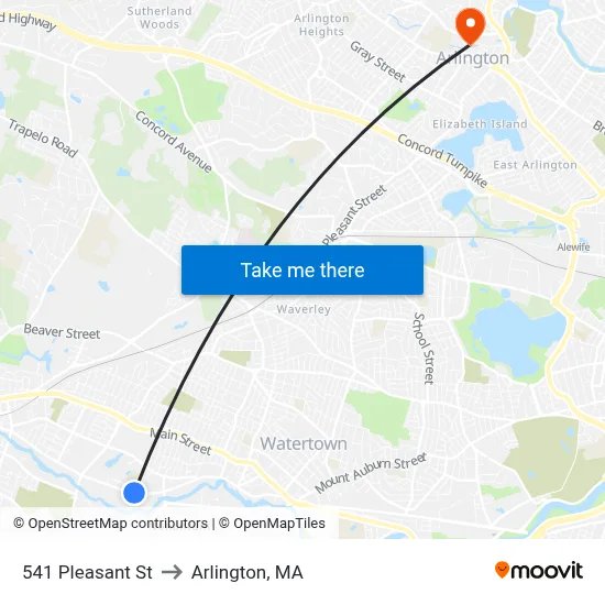 541 Pleasant St to Arlington, MA map