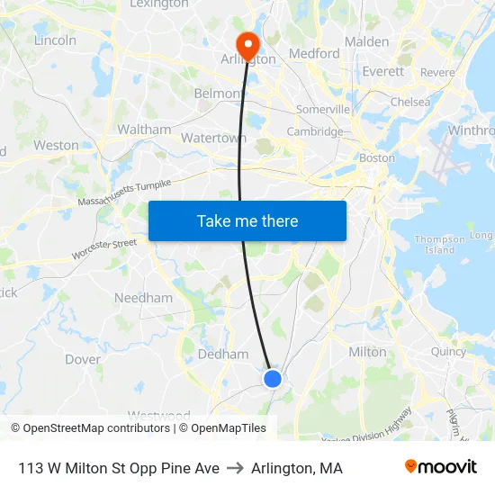 113 W Milton St Opp Pine Ave to Arlington, MA map