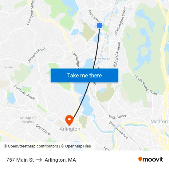 757 Main St to Arlington, MA map