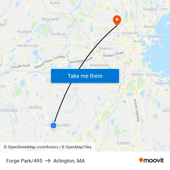 Forge Park/495 to Arlington, MA map