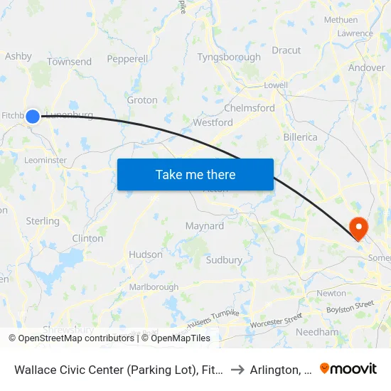 Wallace Civic Center (Parking Lot), Fitchburg to Arlington, MA map