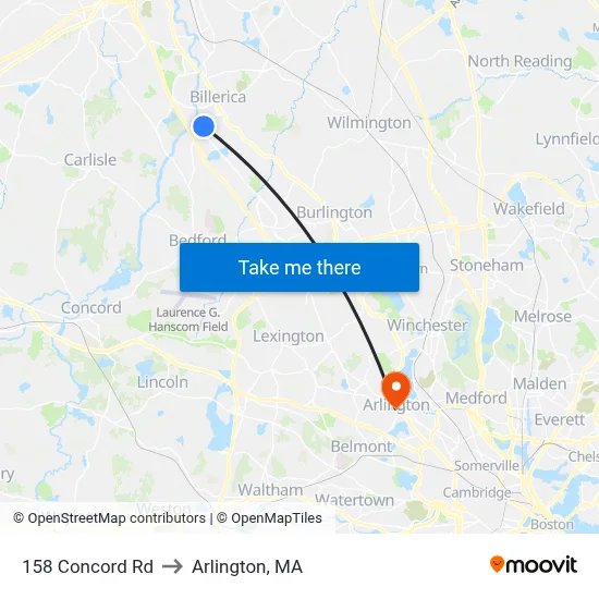 158 Concord Rd to Arlington, MA map