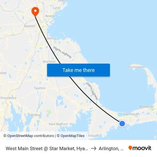 West Main Street @ Star Market, Hyannis to Arlington, MA map