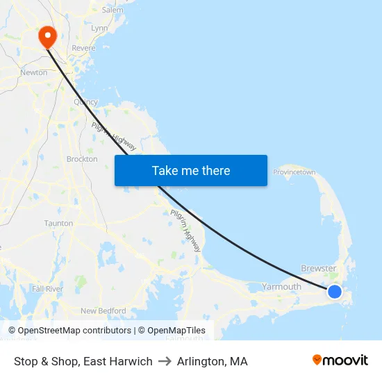 Stop & Shop, East Harwich to Arlington, MA map