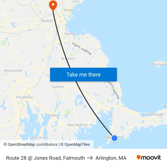 Route 28 @ Jones Road, Falmouth to Arlington, MA map