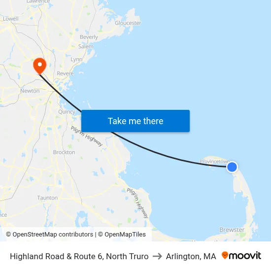 Highland Road & Route 6, North Truro to Arlington, MA map
