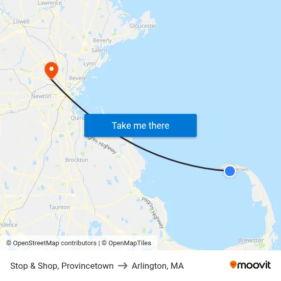 Stop & Shop, Provincetown to Arlington, MA map
